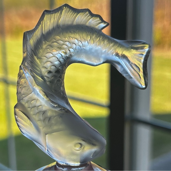 Vintage Lalique Glass Goujon - Jumping Koi Fish - Paperweight - Picture 7 of 15